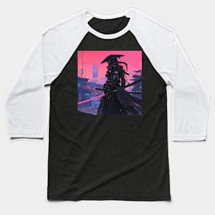 Cyberpunk Samurai Sunset Baseball T-Shirt